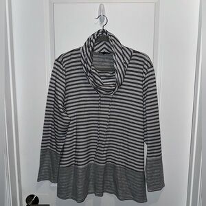 Lane Bryant athleisure cowl neck stripped top